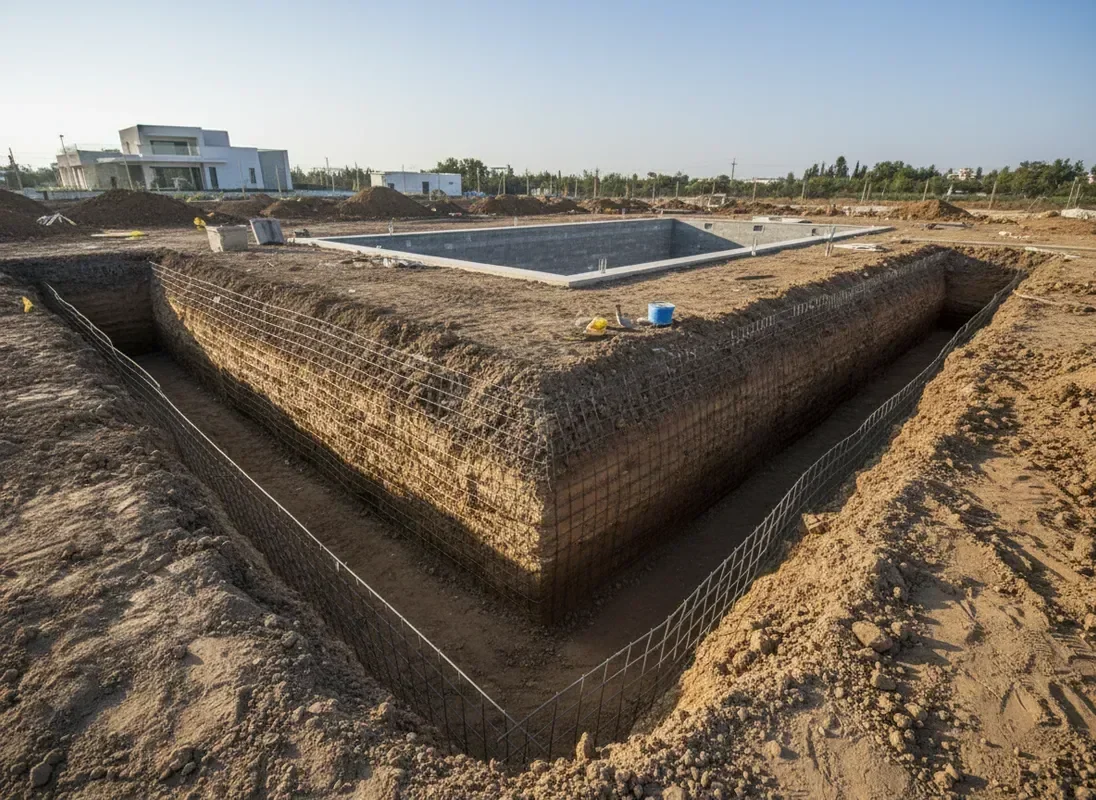 חפירת בריכה ויסודות — מבט קרוב