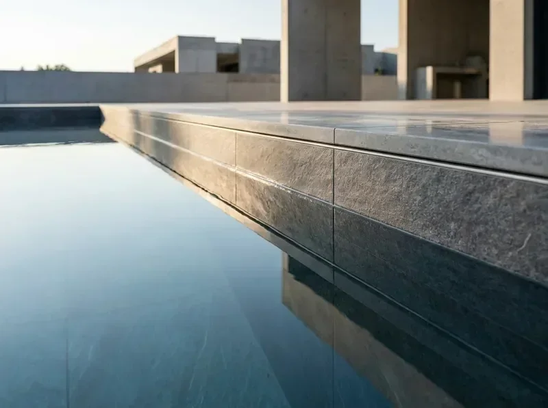 פרט קצה בריכה עם השתקפות