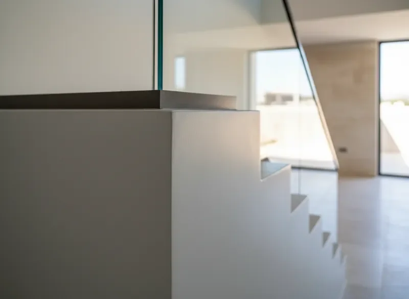 פינת בטון חדה ומדויקת במדרגות וילה